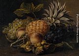 Basket Canvas Paintings - Fruit and Hazlenuts in a Basket